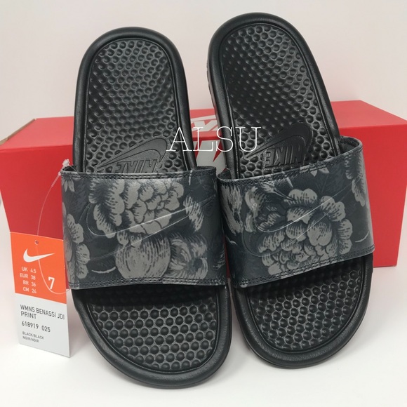 Nike Benassi JDI Print Black Flowers W AUTHENTIC - Picture 3 of 7